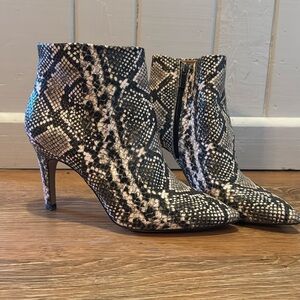 Design Lab Lord and Taylor snakeskin bootie.